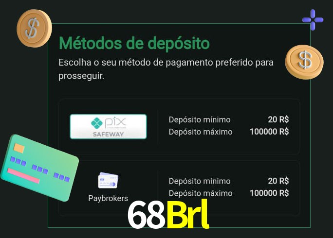 O cassino 68Brl oferece uma grande variedade de métodos de pagamento